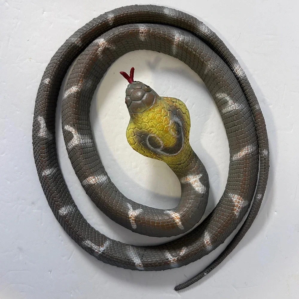 UsedToys R Us Realistic King Cobra Rubber Snake Figure 70 Inch Brown Yellow Prop